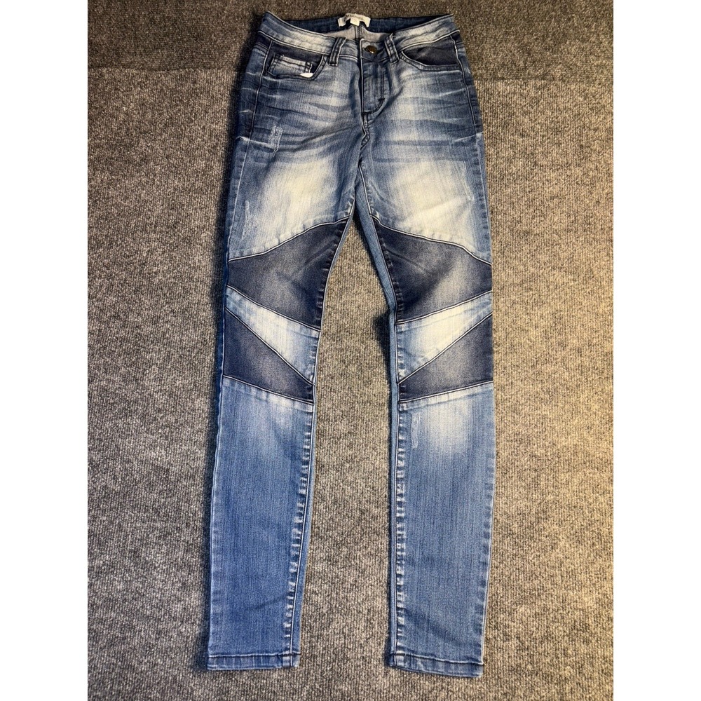Cello Skinny Jeans Women's 3 Blue‎ Denim Stretch Boho Streetwear Faded Whiskered